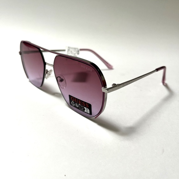New Original GUESS Double Bridge Aviator Sunglasses GO00064 Classic Pink Lens main image 4